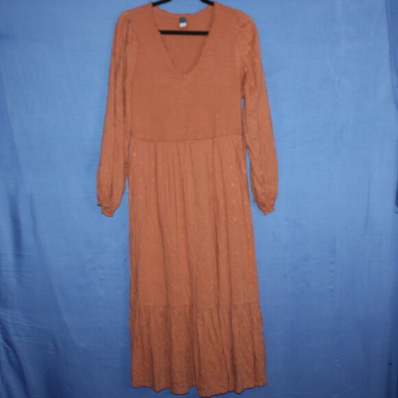 Old Navy Babydoll V-Neck Maxi Dress Brown Large - Picture 2 of 8